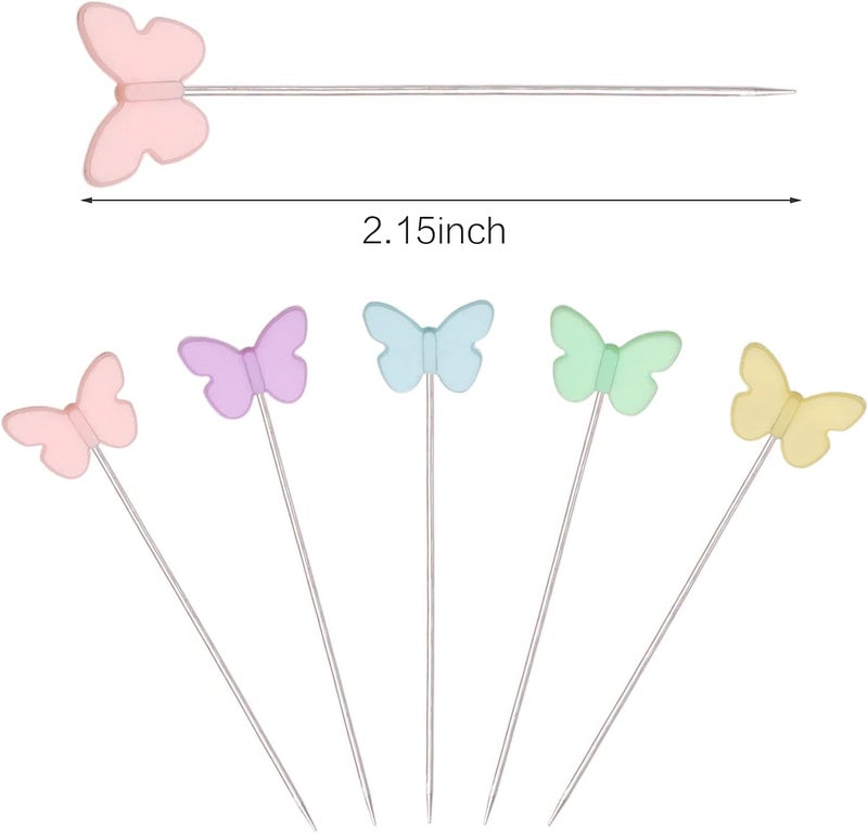 Elisel 200 pcs Multicolor Straight Pins Straight Quilting Pins Craft Positioning Pins Fixed Sewing Marker Needle for Crafting Dressmaker and Other Crafts Making (Butterflies) - Image 2